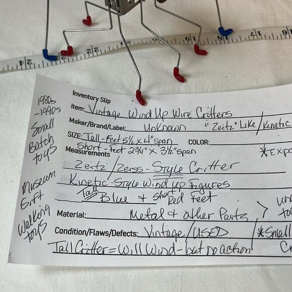 Vintage Wind Up Wire Critter Toys Set of 2 Kinetic Small Batch Toy Maker - Picture 2 of 7